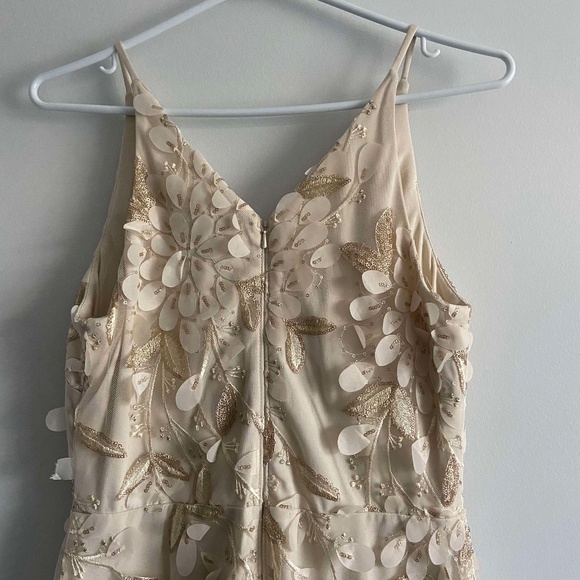 HOLIDAY PARTY NWT FLORAL APPLIQUÉ MIDI DRESS GOLD BRIDAL SHOWER BABY FORMAL - Picture 10 of 10